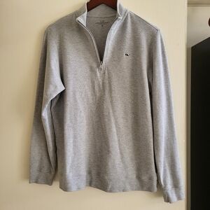 Vineyard Vines Gray Zip Up Sweater with Logo